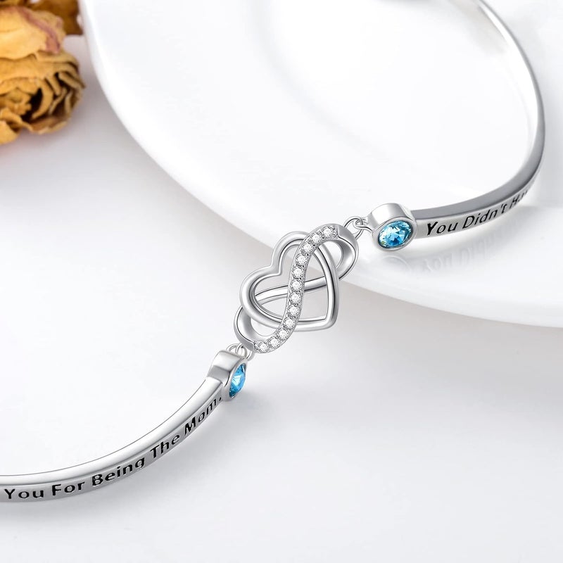 AOBOCO 925 Sterling Silver Adjustable Infinity Heart Bangle Bracelet for Sister Best Friend Daughter Mom Grandma Granddaughter Daughter in Law Godmother Goddaughter Stepmom Stepdaughter - Image 3